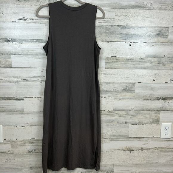 Madewell Women's Size Medium Sandwashed Gray Mock Neck Tank Jersey Dress Organic - Picture 4 of 6